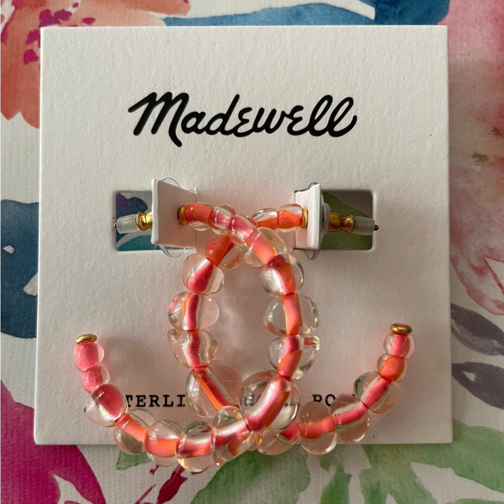 Madewell neon beaded hoop earrings